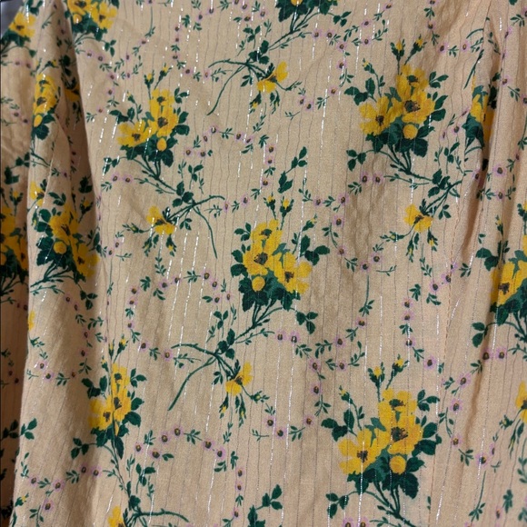 Revolve PAIGE Tamika Dress Butter Yellow Floral Midi Dress Size Medium tie strap - Picture 8 of 15